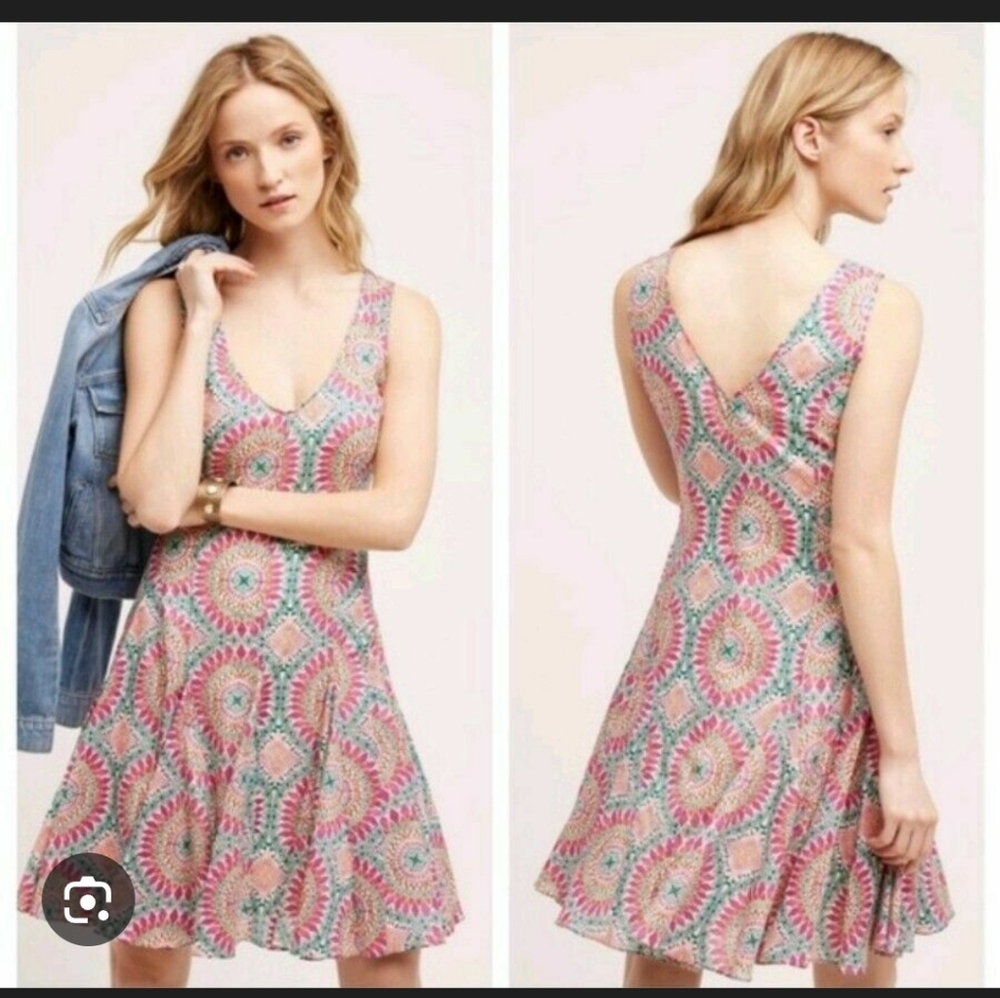 Anthropologie HD in Paris "South Island" sundress Mini Dress 2P G187